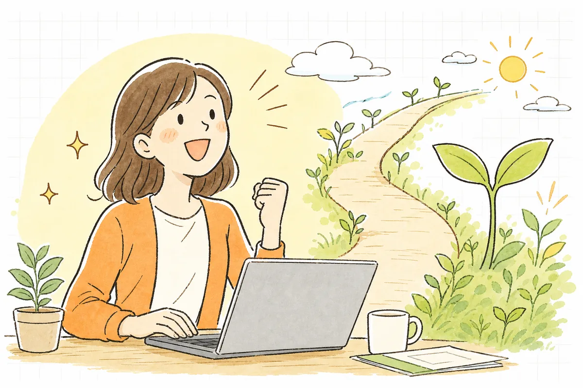 検証フローを整えたことで、AIの下書きを安心して使いこなし、明るい表情で仕事を前に進めるEC担当者