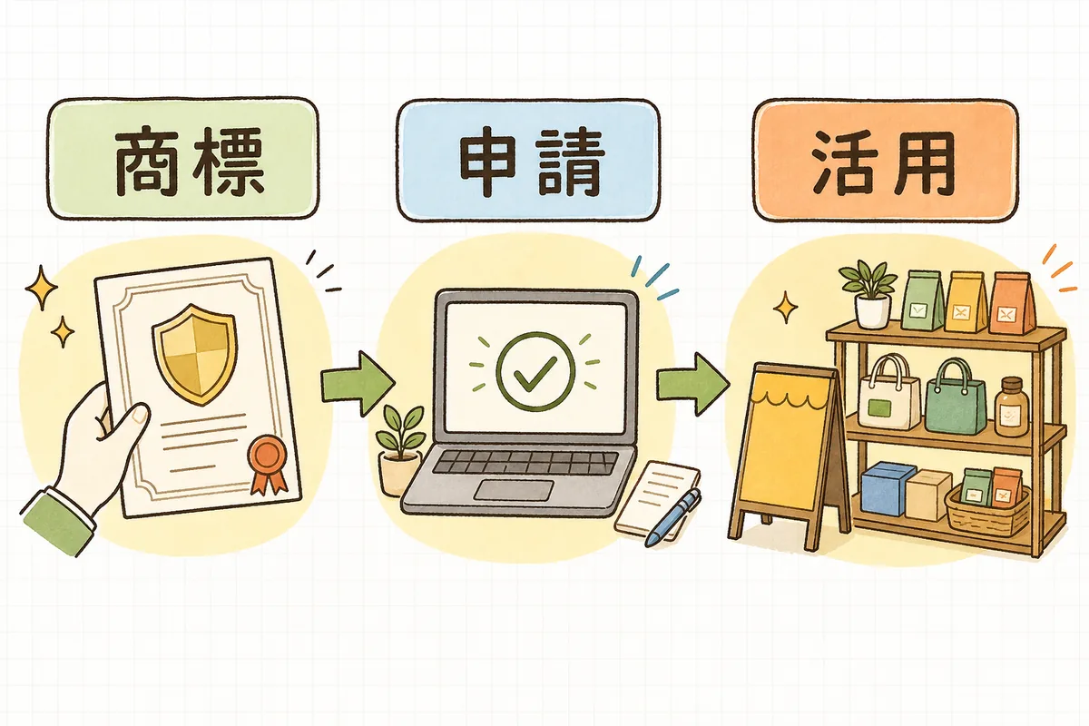 Amazonブランド登録を「商標を用意する」「申請して確認する」「道具を使い始める」の3ステップで進めることを示した図