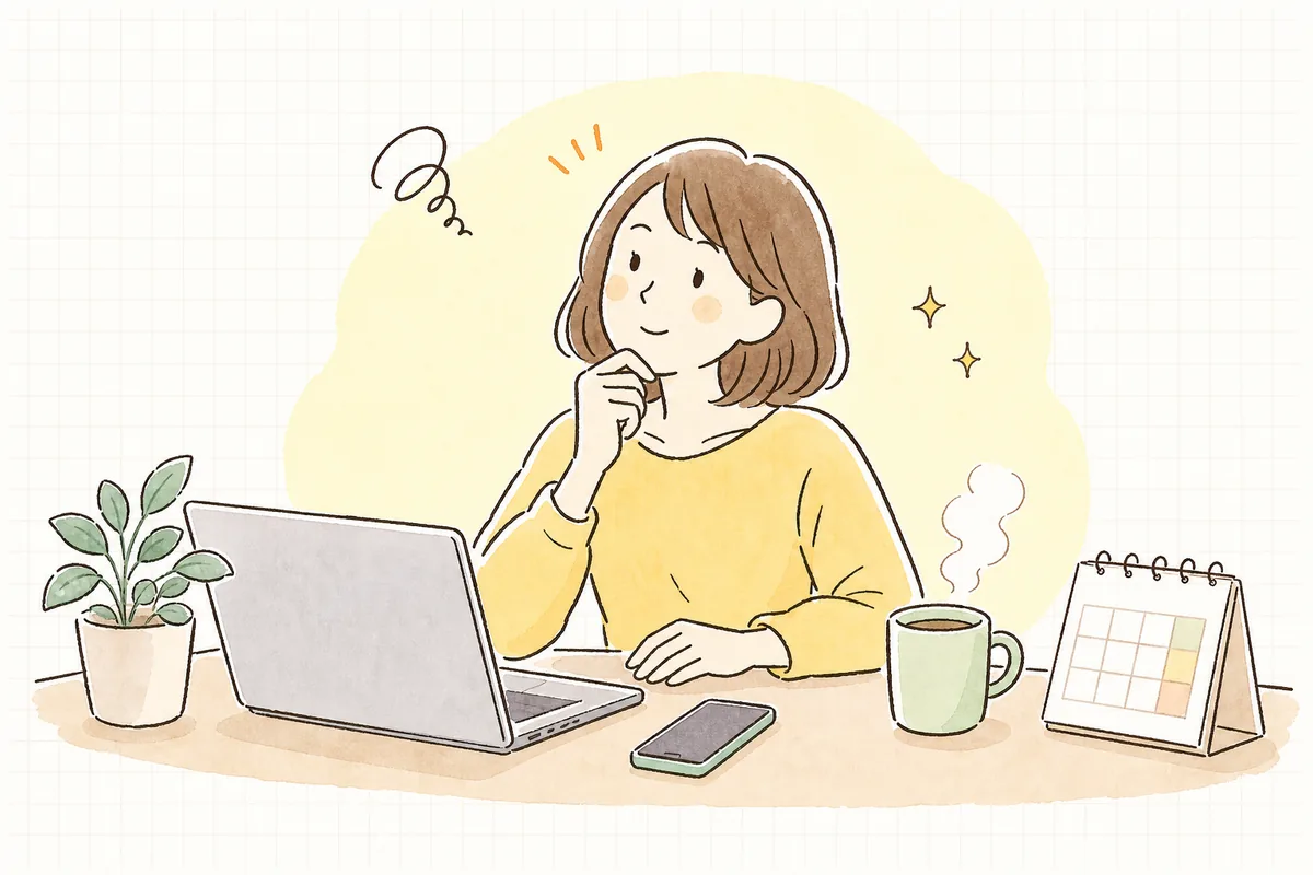 メルマガとLINEの配信ボタンを前に、送る回数やタイミングに迷っているEC担当者の様子