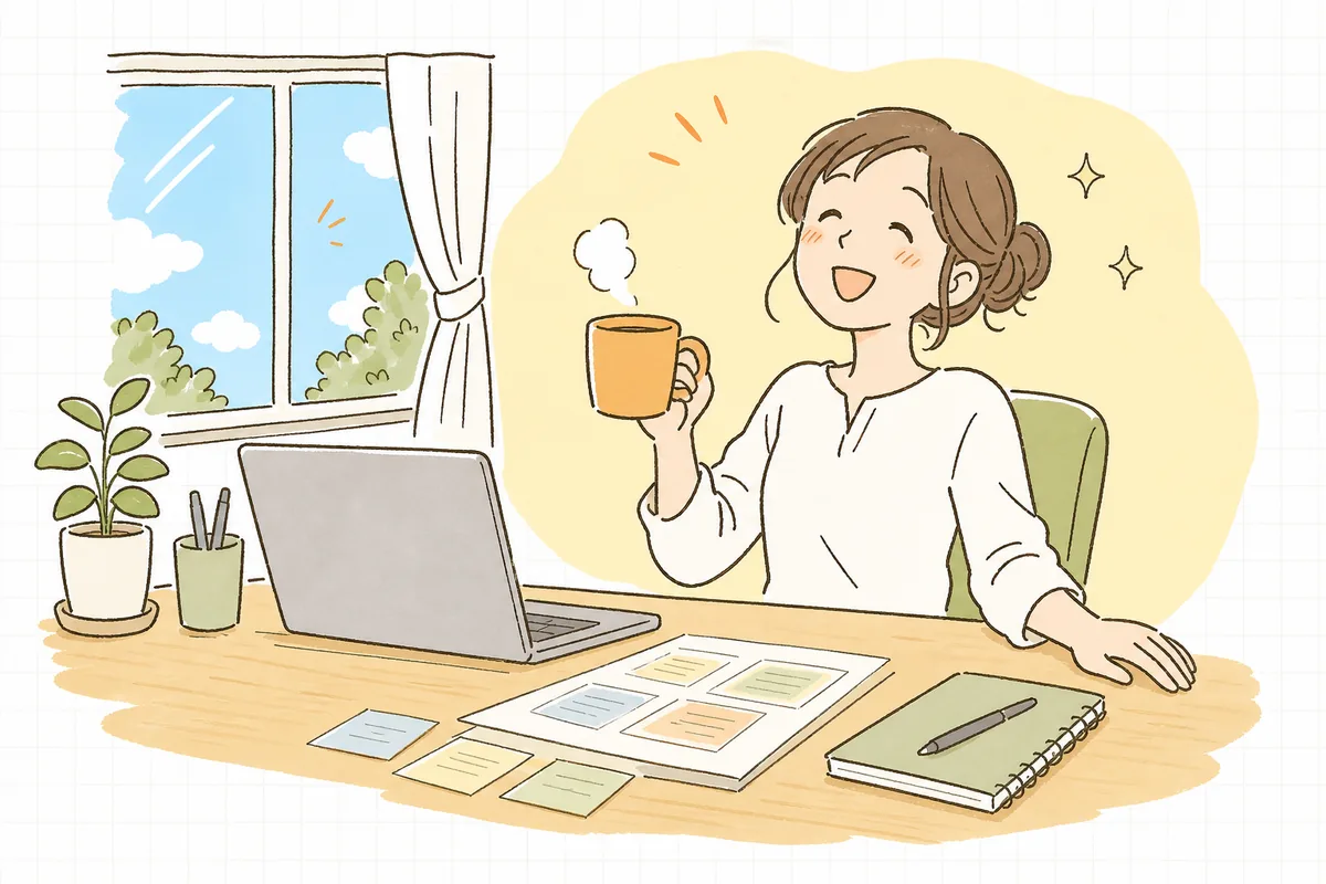 自動で回り始めた配信の手応えを感じ、明るい表情でひと息つくEC担当者