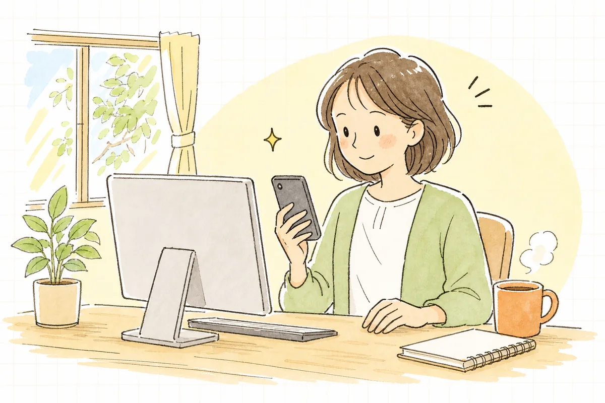 届いたお客さんの声（アンケートの回答）を読みながら、気づきを得てうなずくEC担当者の様子
