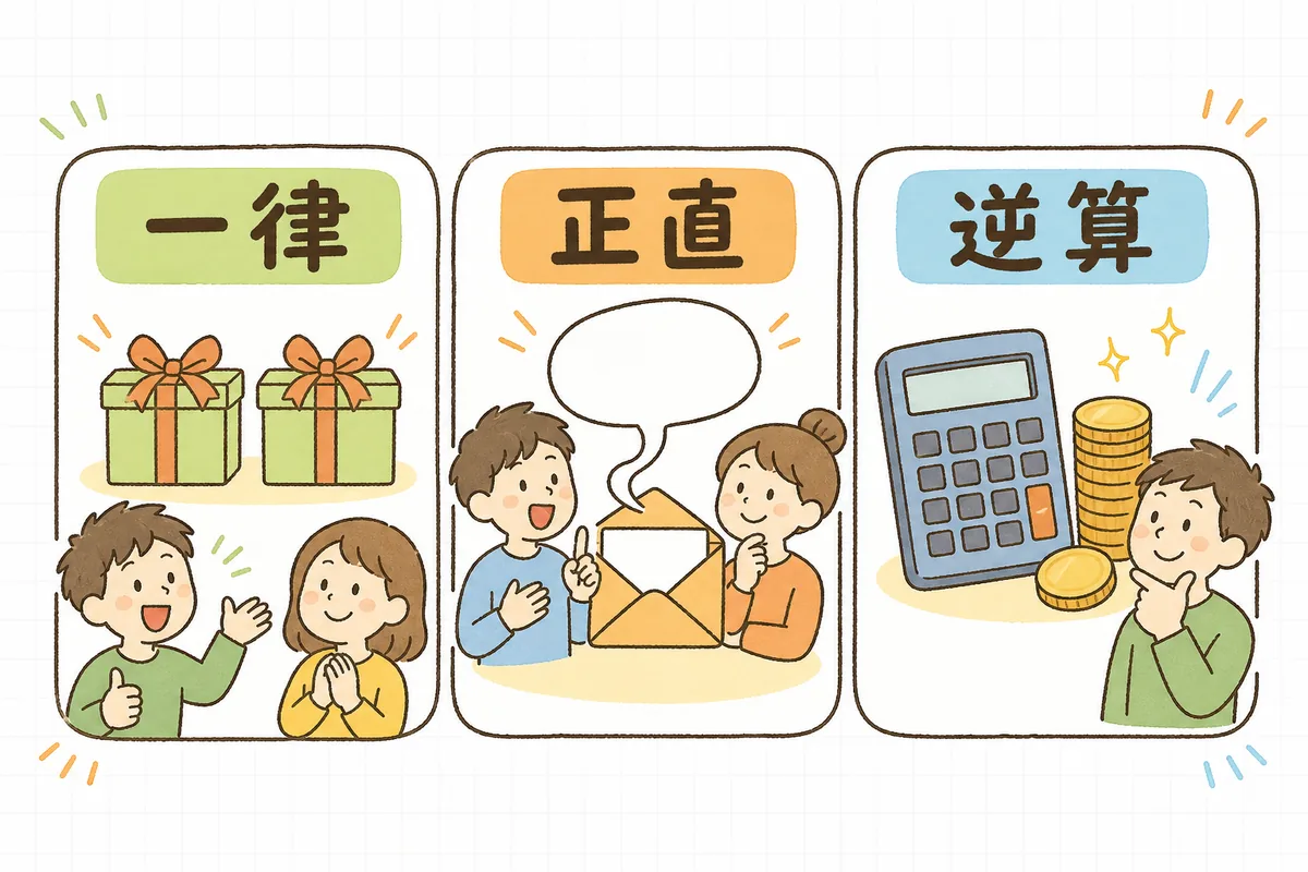 レビュー特典の3原則（評価で差をつけず一律・特典を隠さず正直・原資を利益から逆算）が並んだ図