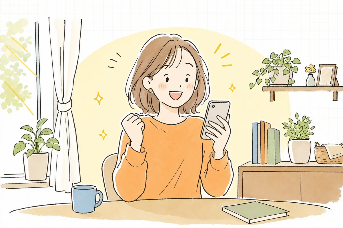 商品ページの疑問が解けて、安心した表情で買い物を進めている人