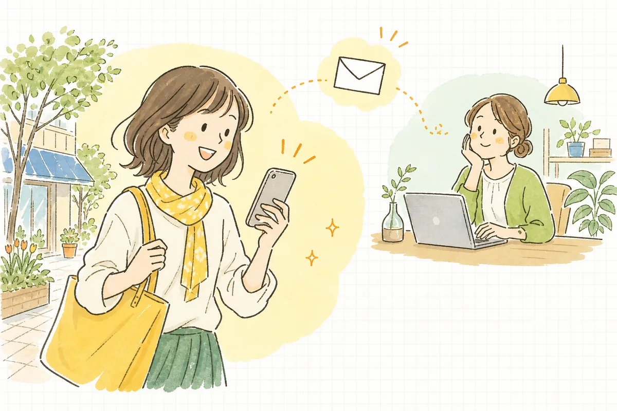 SMSでの短い一報がきっかけで、お客さんがまたお店に戻ってきてくれる前向きな情景