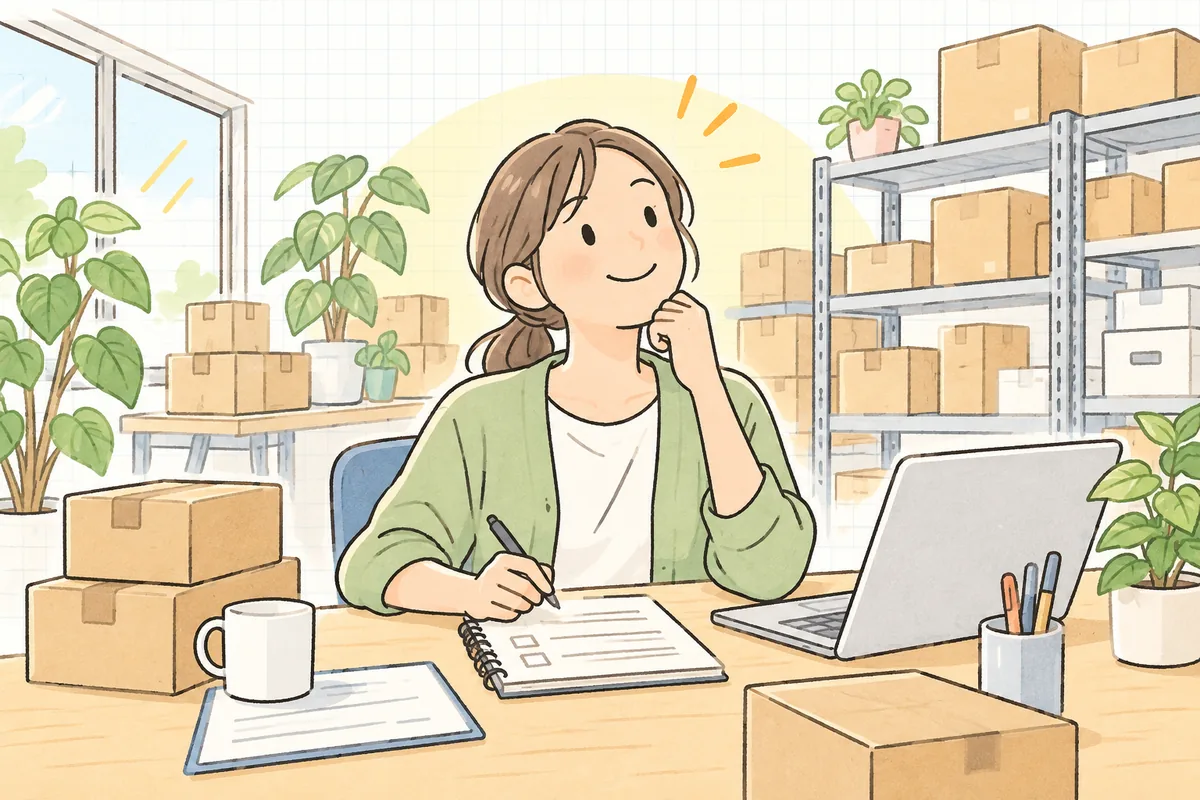 在庫金額と在庫日数を読み終え、「この在庫を現金に戻していこう」と前を向いて穏やかに微笑むECの担当者